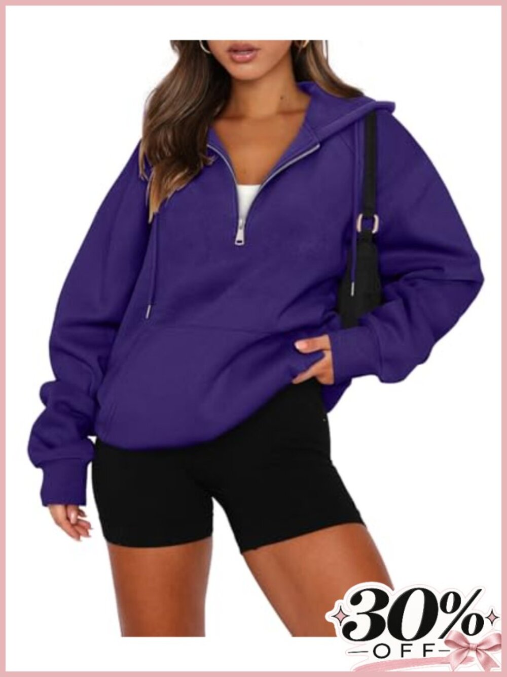 Half Zip Pullover Hoodie Oversized Sweatshirt Kangaroo Pocket